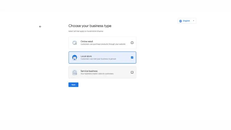 Choose your business type