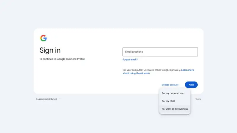 Create Google account