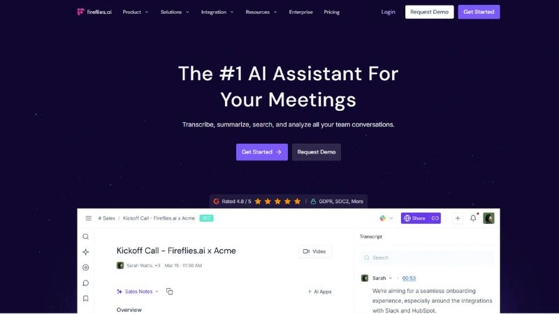 10 Best AI Tools for Productivity in 2026 3 Fireflies.ai AI Productivity Tools