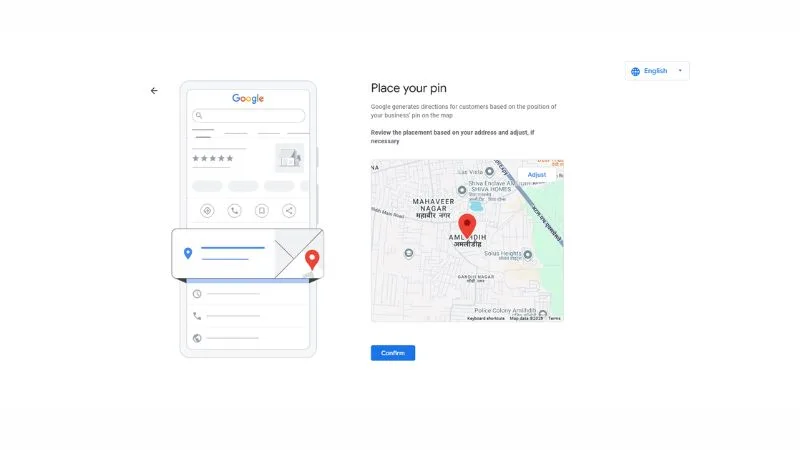 Google Maps par business location pin confirm karein