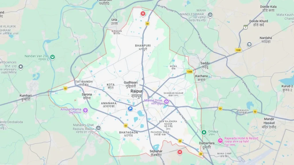 Map of Raipur District