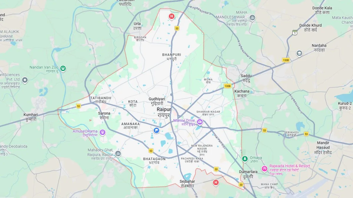 Map of Raipur District 1 Map of Raipur District